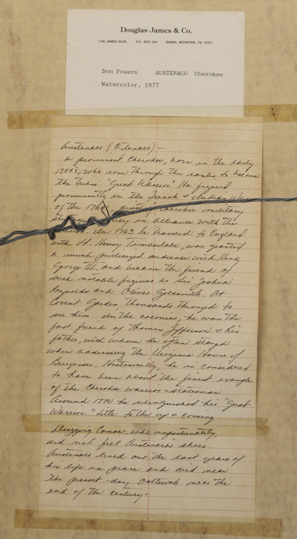 Lot 1125: Don Powers Portrait of Cherokee Leader Ostenaco in Landscape