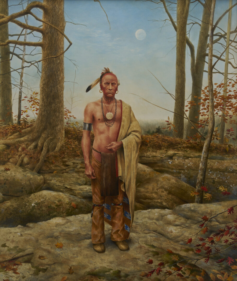 Lot 1125: Don Powers Portrait of Cherokee Leader Ostenaco in Landscape