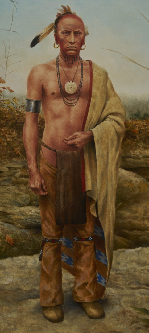 Lot 1125: Don Powers Portrait of Cherokee Leader Ostenaco in Landscape