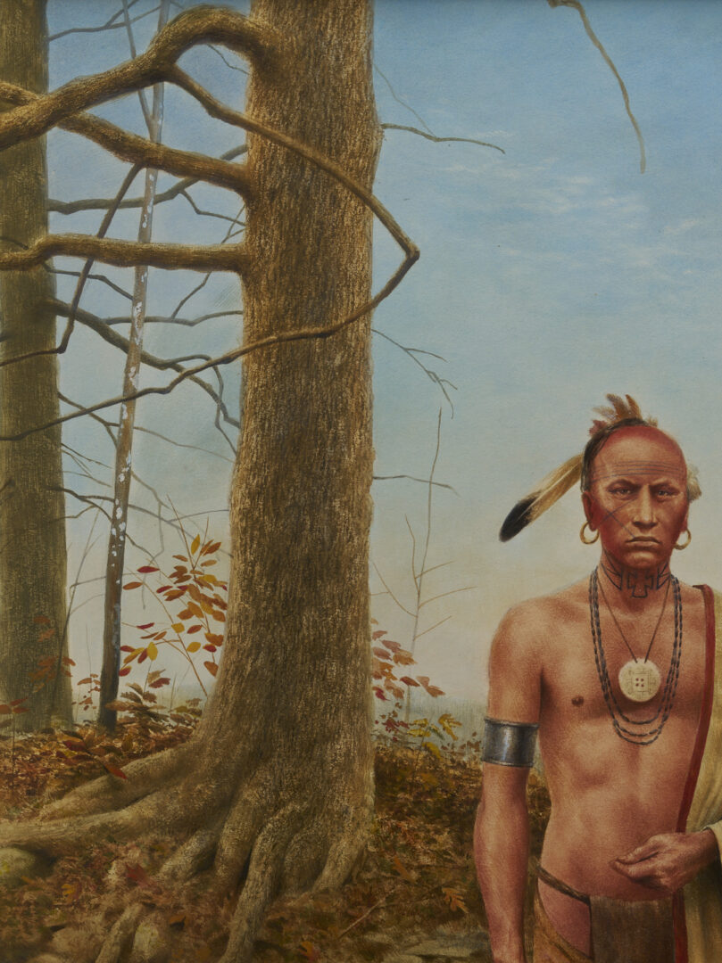 Lot 1125: Don Powers Portrait of Cherokee Leader Ostenaco in Landscape