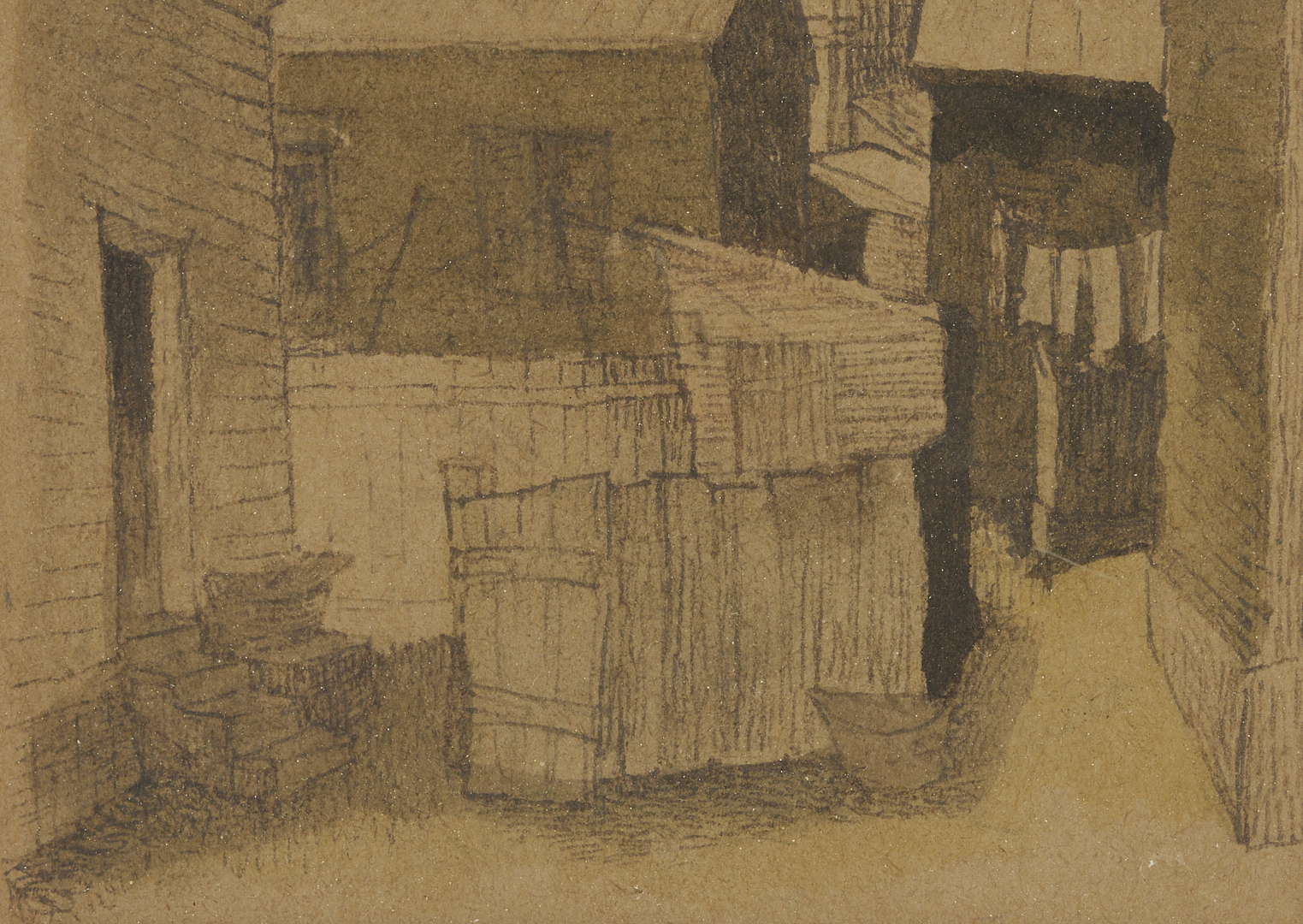 Lot 1127: 3 Small Meyer Wolfe Drawings: Street Scenes & Nude Couple