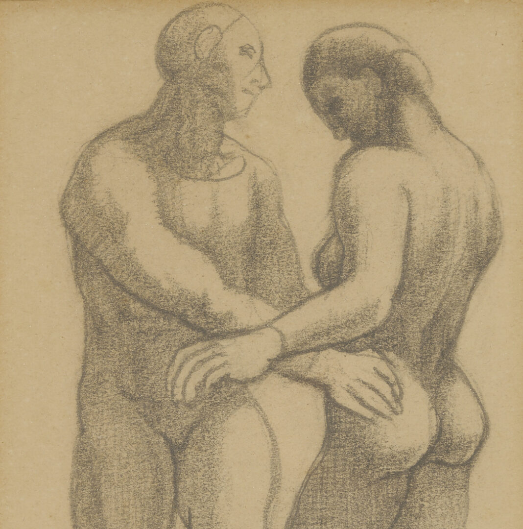 Lot 1127: 3 Small Meyer Wolfe Drawings: Street Scenes & Nude Couple