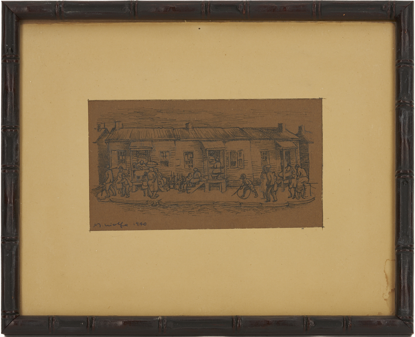 Lot 1127: 3 Small Meyer Wolfe Drawings: Street Scenes & Nude Couple
