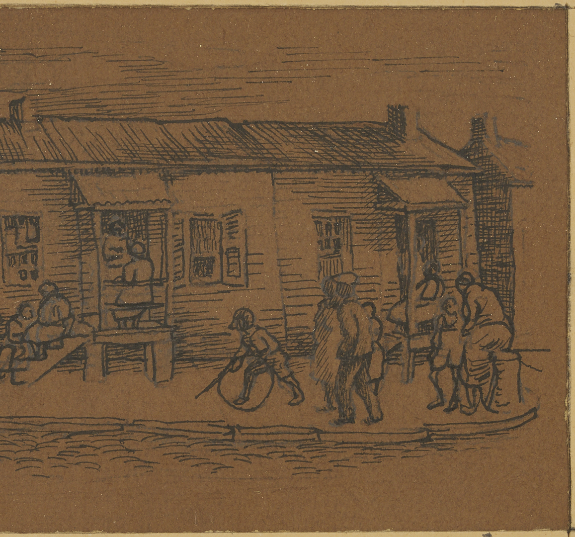 Lot 1127: 3 Small Meyer Wolfe Drawings: Street Scenes & Nude Couple