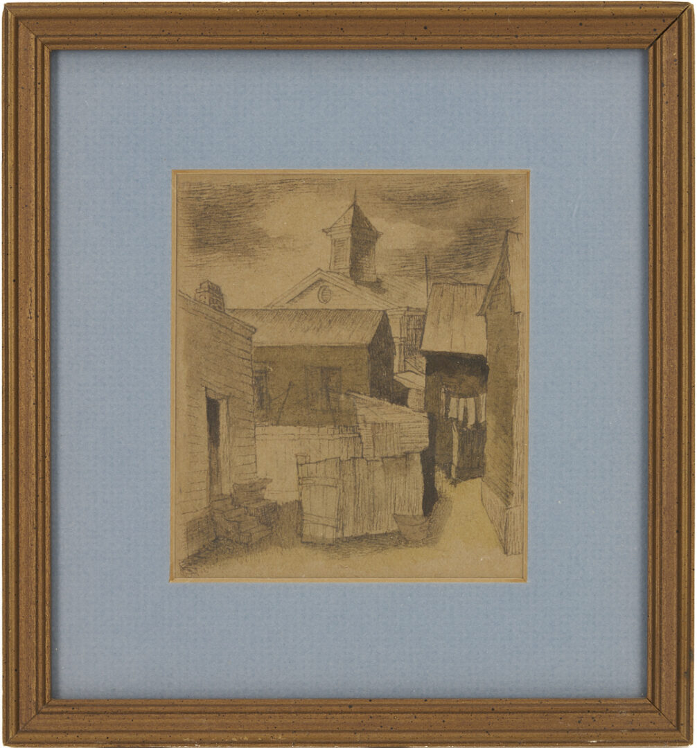 Lot 1127: 3 Small Meyer Wolfe Drawings: Street Scenes & Nude Couple