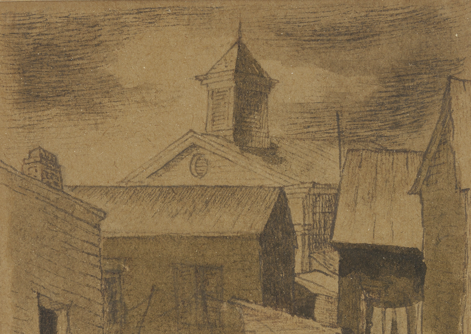 Lot 1127: 3 Small Meyer Wolfe Drawings: Street Scenes & Nude Couple