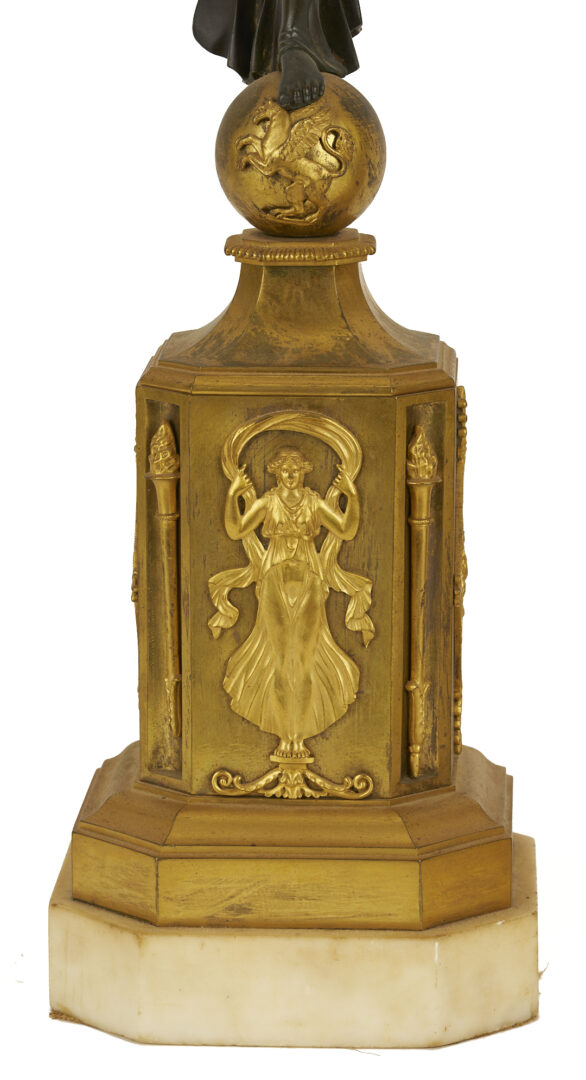 Lot 112: Pr. French Empire Gilt & Patinated Candleabra