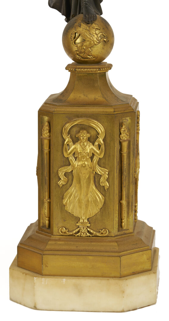 Lot 112: Pr. French Empire Gilt & Patinated Candleabra