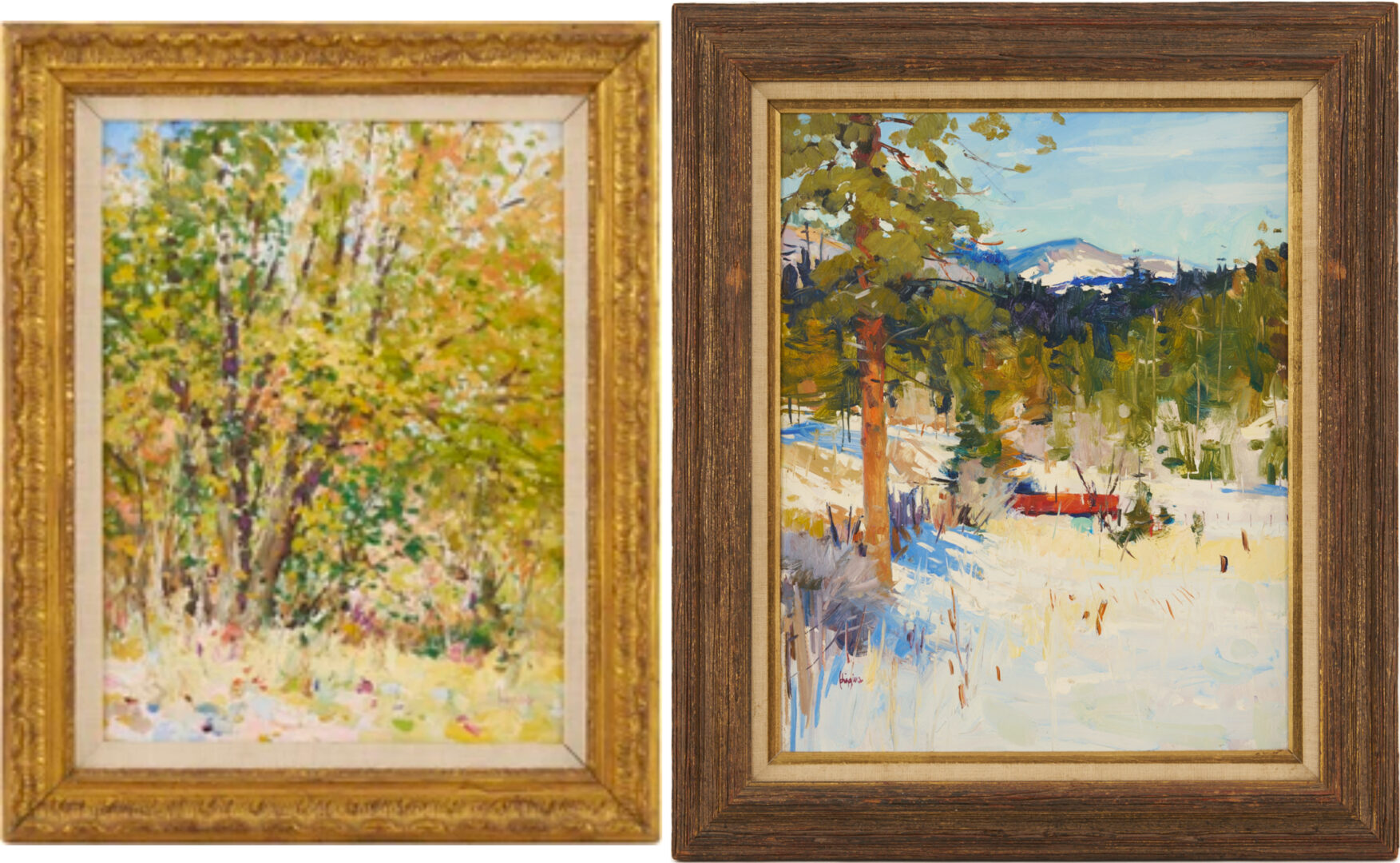 Lot 1132: 2 Doug Higgins Landscape Oil Paintings, Fall & Winter Landscapes