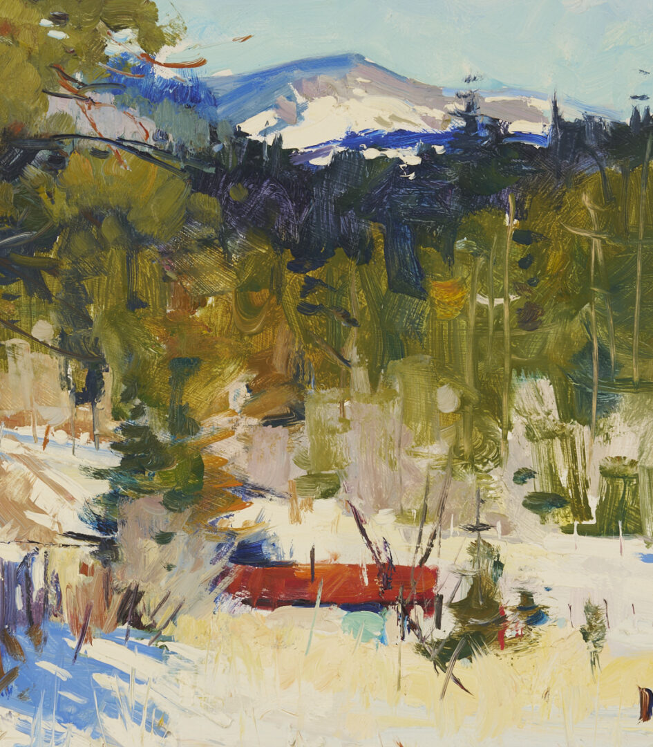 Lot 1132: 2 Doug Higgins Landscape Oil Paintings, Fall & Winter Landscapes
