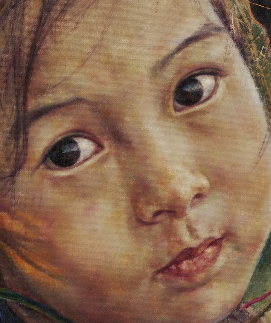 Lot 1133: Wai Ming AKA Lo Hing Kwok O/C Painting, Lovely Bright Eyes