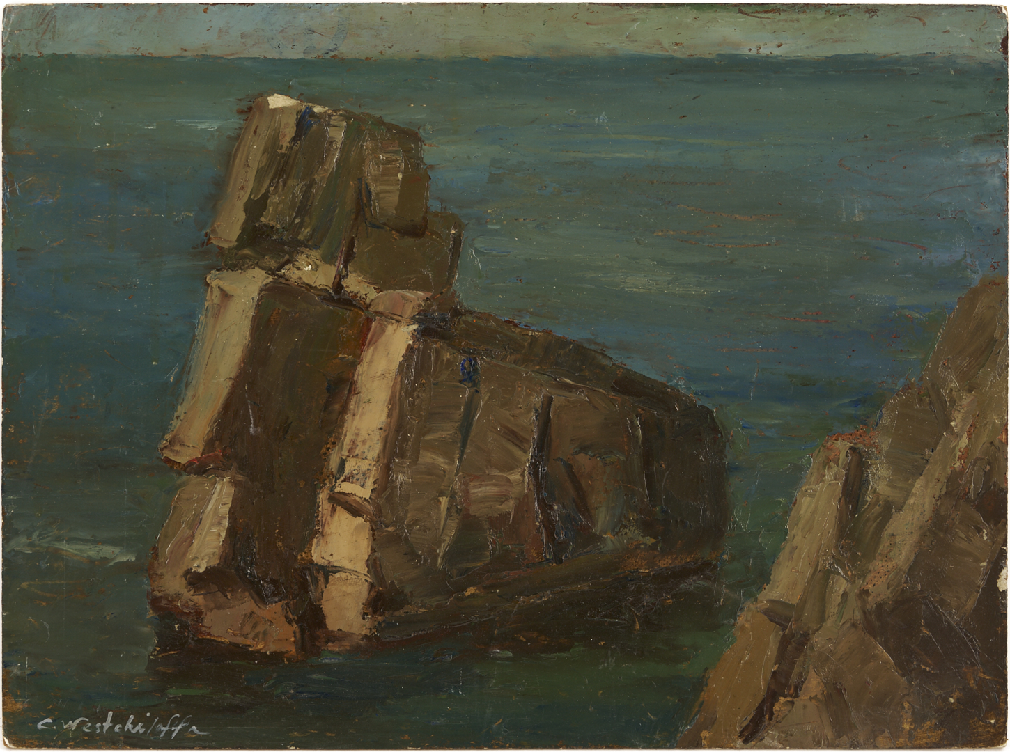 Lot 1135: Constantin Westchiloff O/B Coastal Landscape Painting