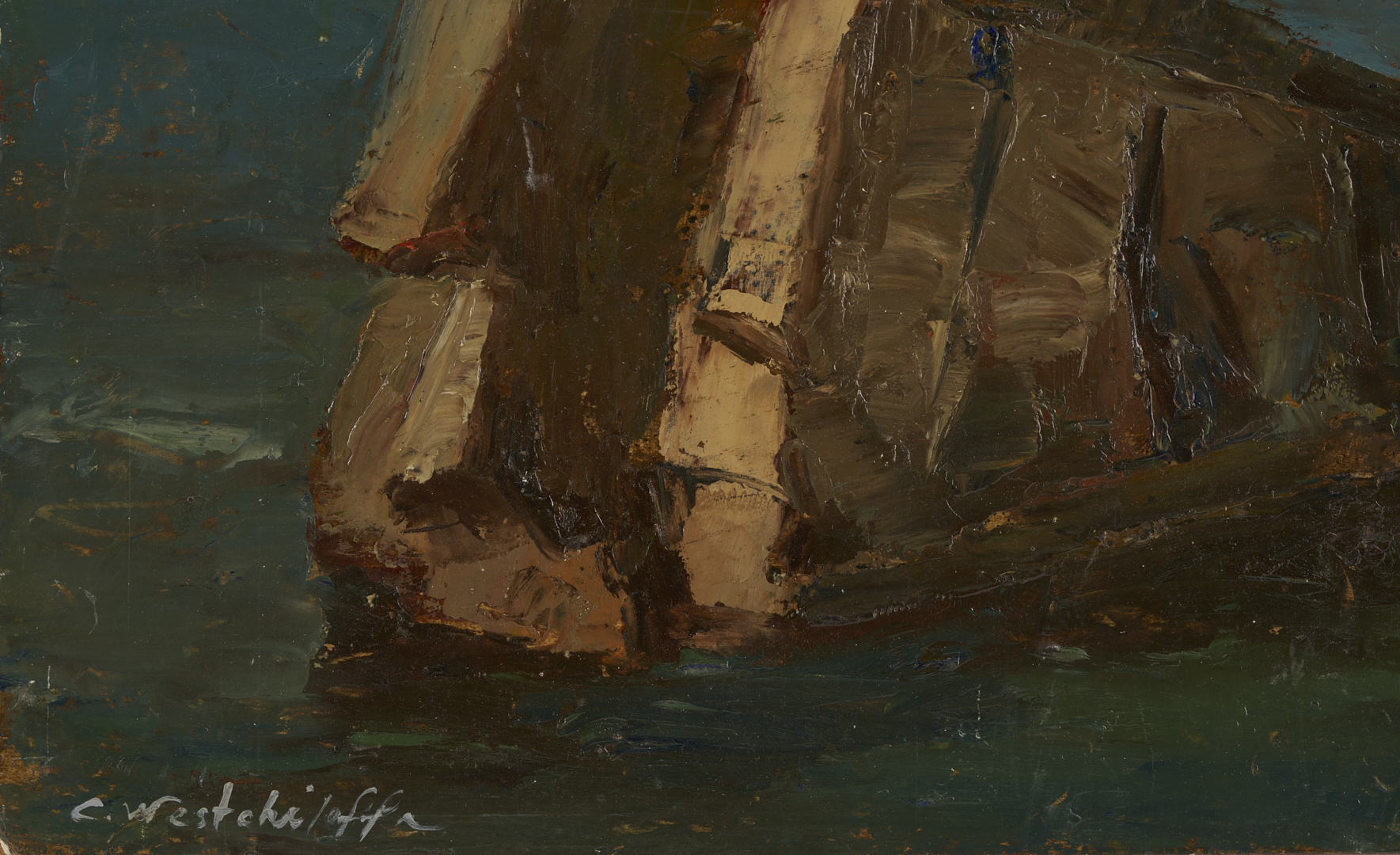 Lot 1135: Constantin Westchiloff O/B Coastal Landscape Painting