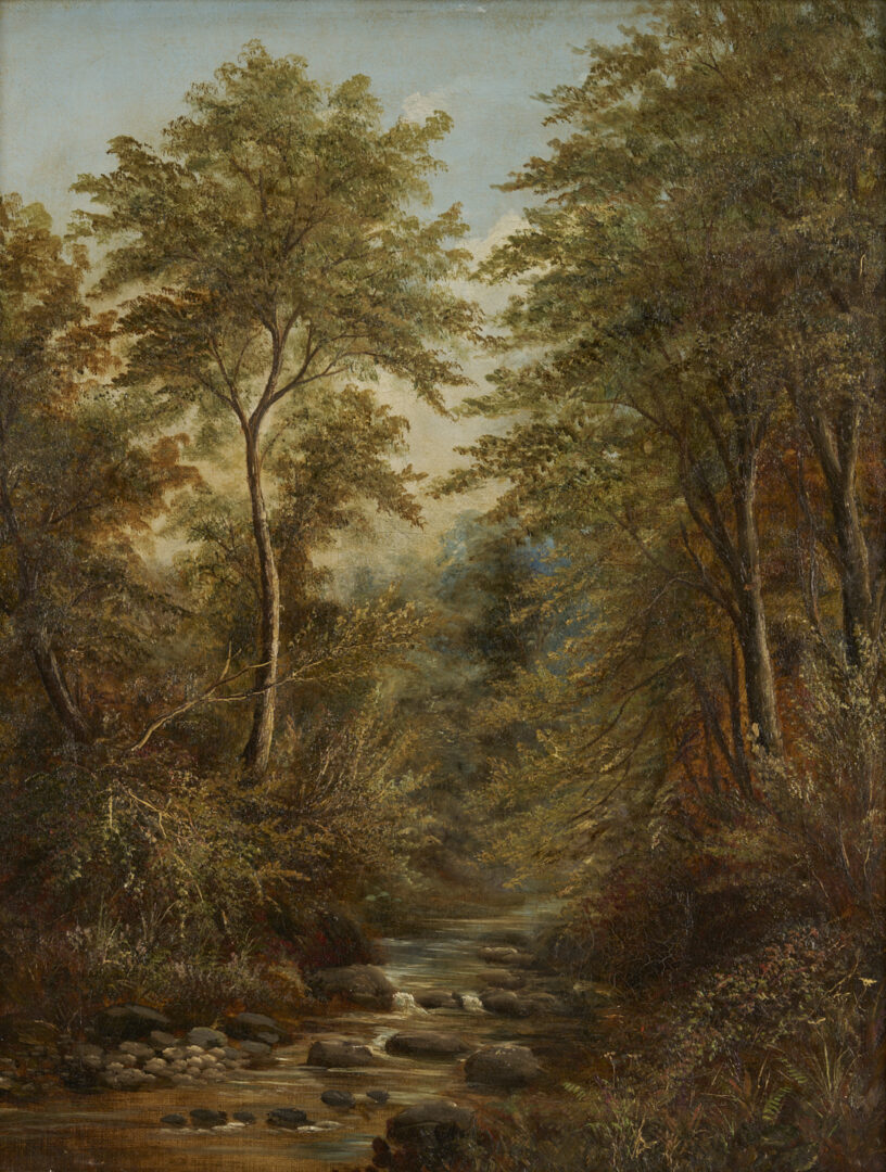 Lot 1136: American School 19th C. O/C Forest Landscape