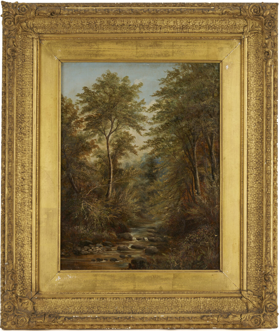 Lot 1136: American School 19th C. O/C Forest Landscape
