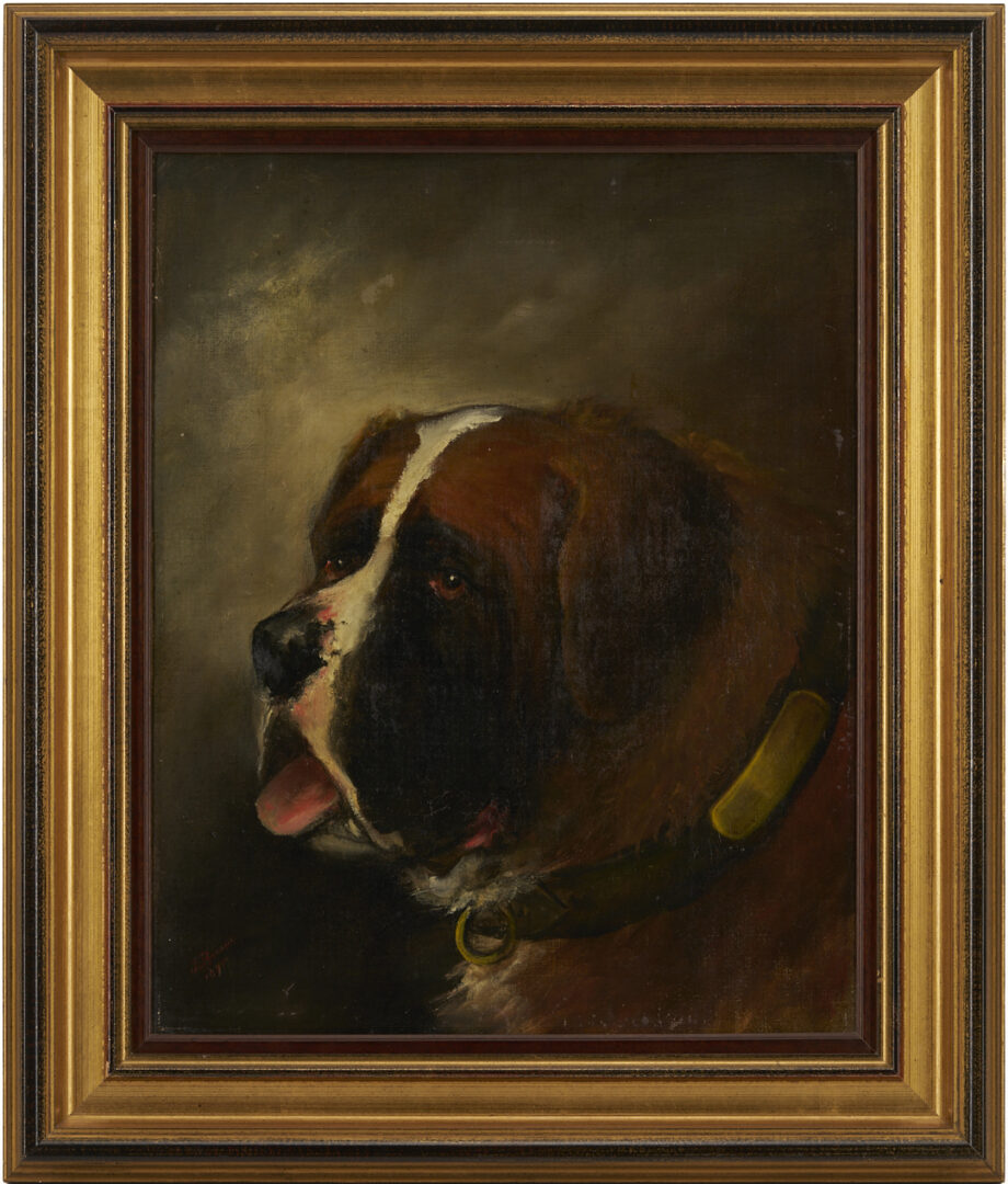 Lot 1139: Painting of a St. Bernard, poss. John P. Benson