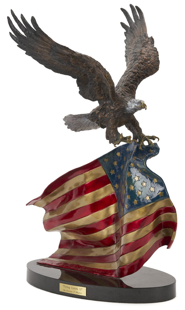 Lot 1143: Lorenzo Ghiglieri Bronze Sculpture, “Flying Colors II” Eagle