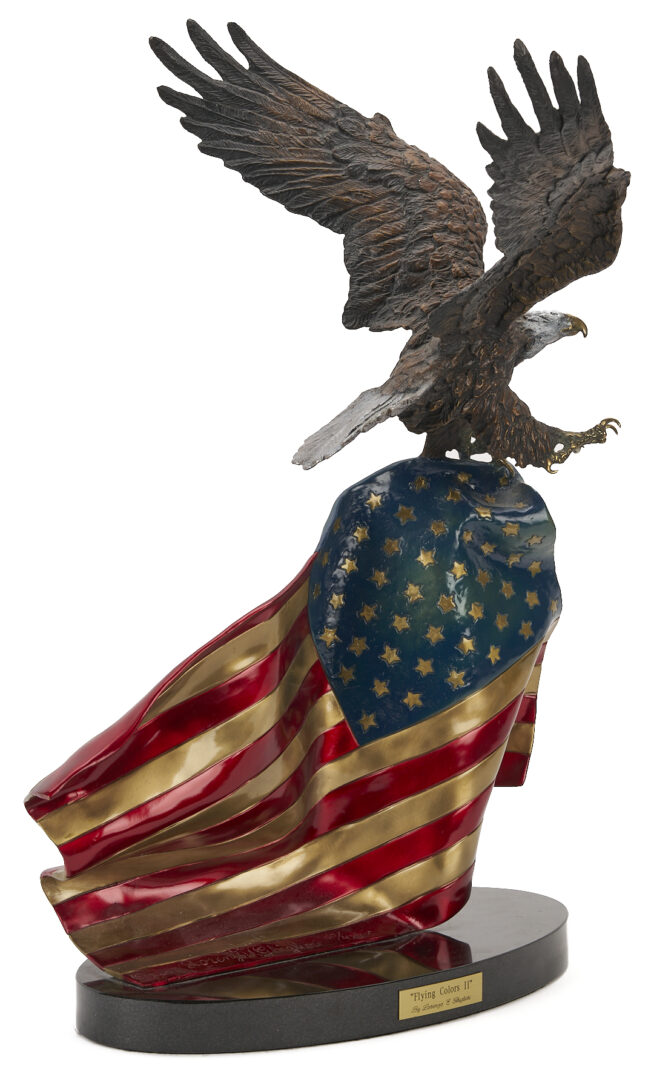 Lot 1143: Lorenzo Ghiglieri Bronze Sculpture, “Flying Colors II” Eagle