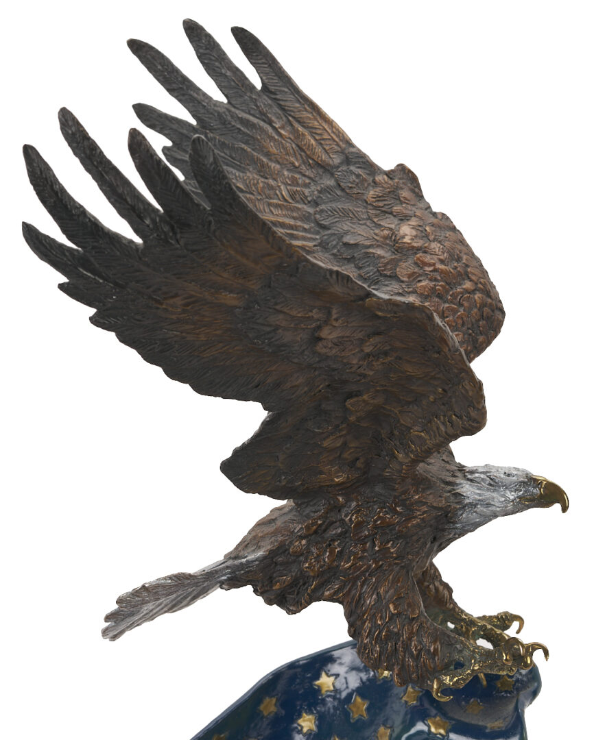 Lot 1143: Lorenzo Ghiglieri Bronze Sculpture, “Flying Colors II” Eagle