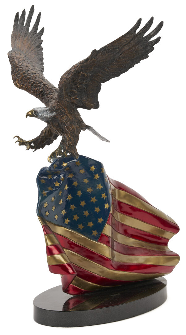Lot 1143: Lorenzo Ghiglieri Bronze Sculpture, “Flying Colors II” Eagle