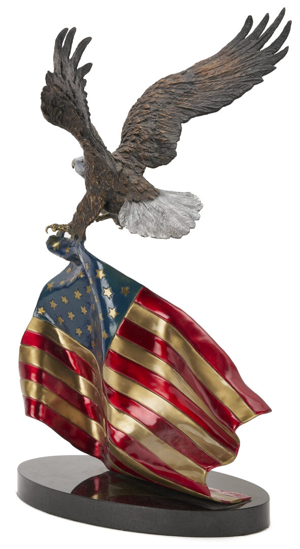 Lot 1143: Lorenzo Ghiglieri Bronze Sculpture, “Flying Colors II” Eagle