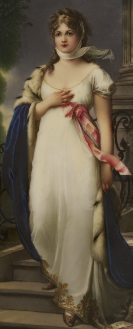 Lot 114: 2 Hand Painted Porcelain Plaques, Queen Louise and Flora