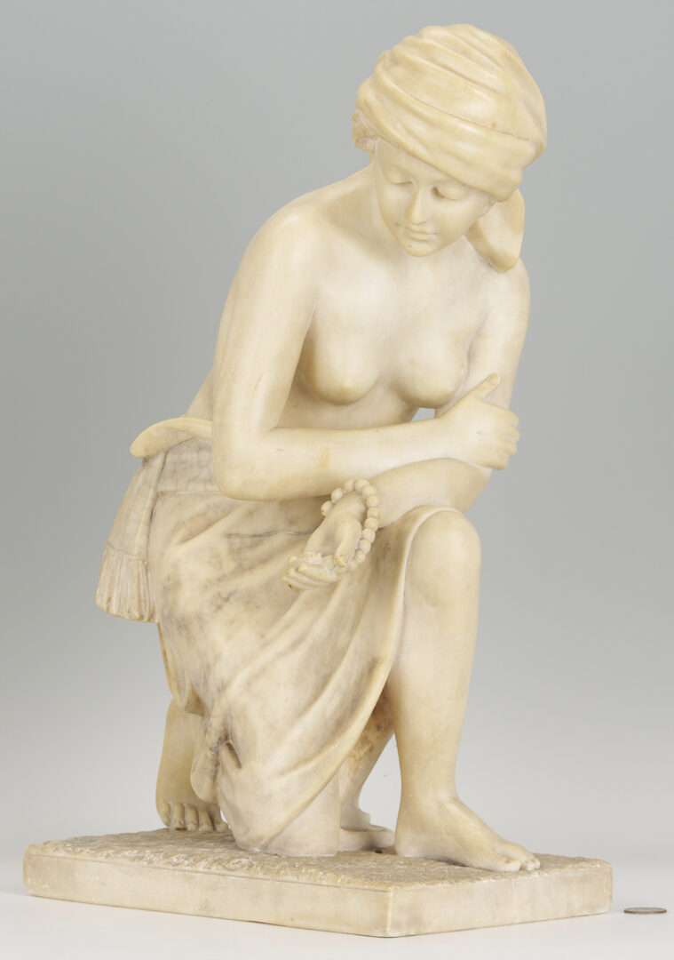 Lot 1152: Italian Marble Sculpture of Kneeling Woman, A. Gennay