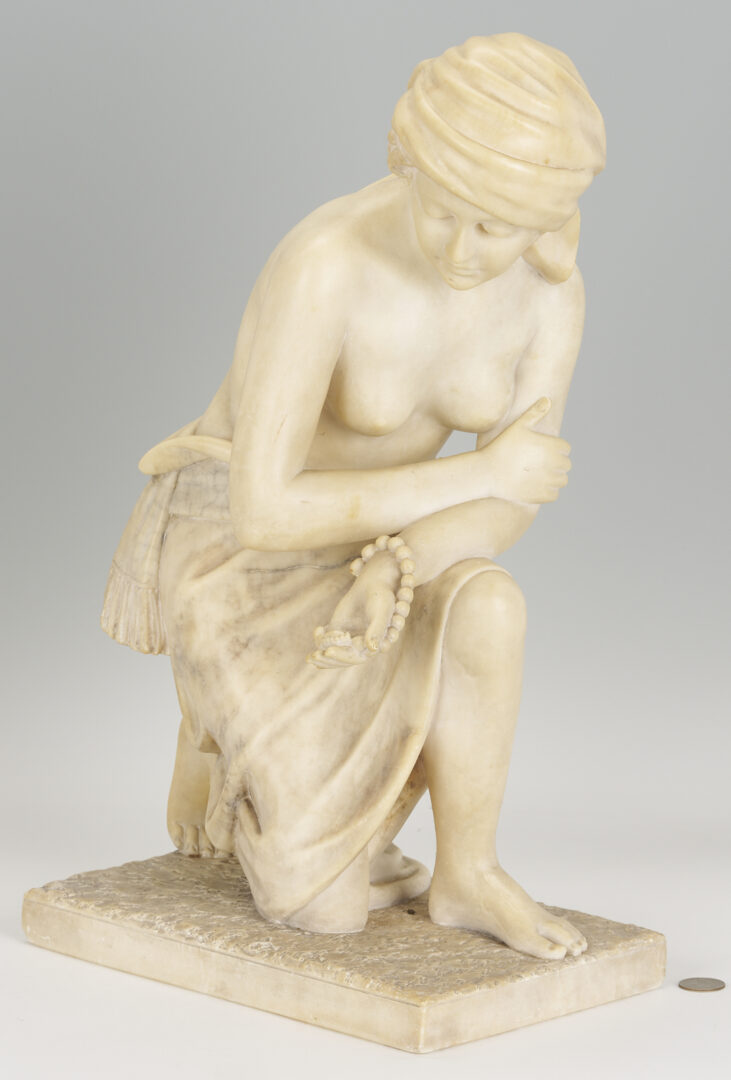 Lot 1152: Italian Marble Sculpture of Kneeling Woman, A. Gennay