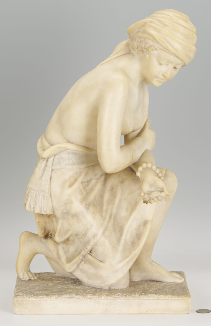 Lot 1152: Italian Marble Sculpture of Kneeling Woman, A. Gennay