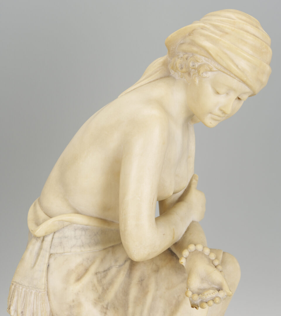 Lot 1152: Italian Marble Sculpture of Kneeling Woman, A. Gennay