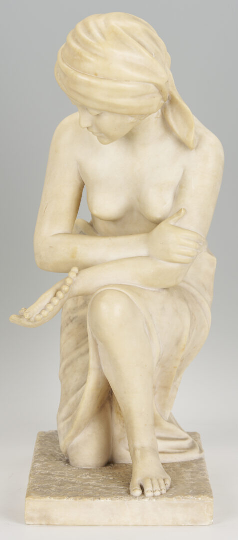Lot 1152: Italian Marble Sculpture of Kneeling Woman, A. Gennay