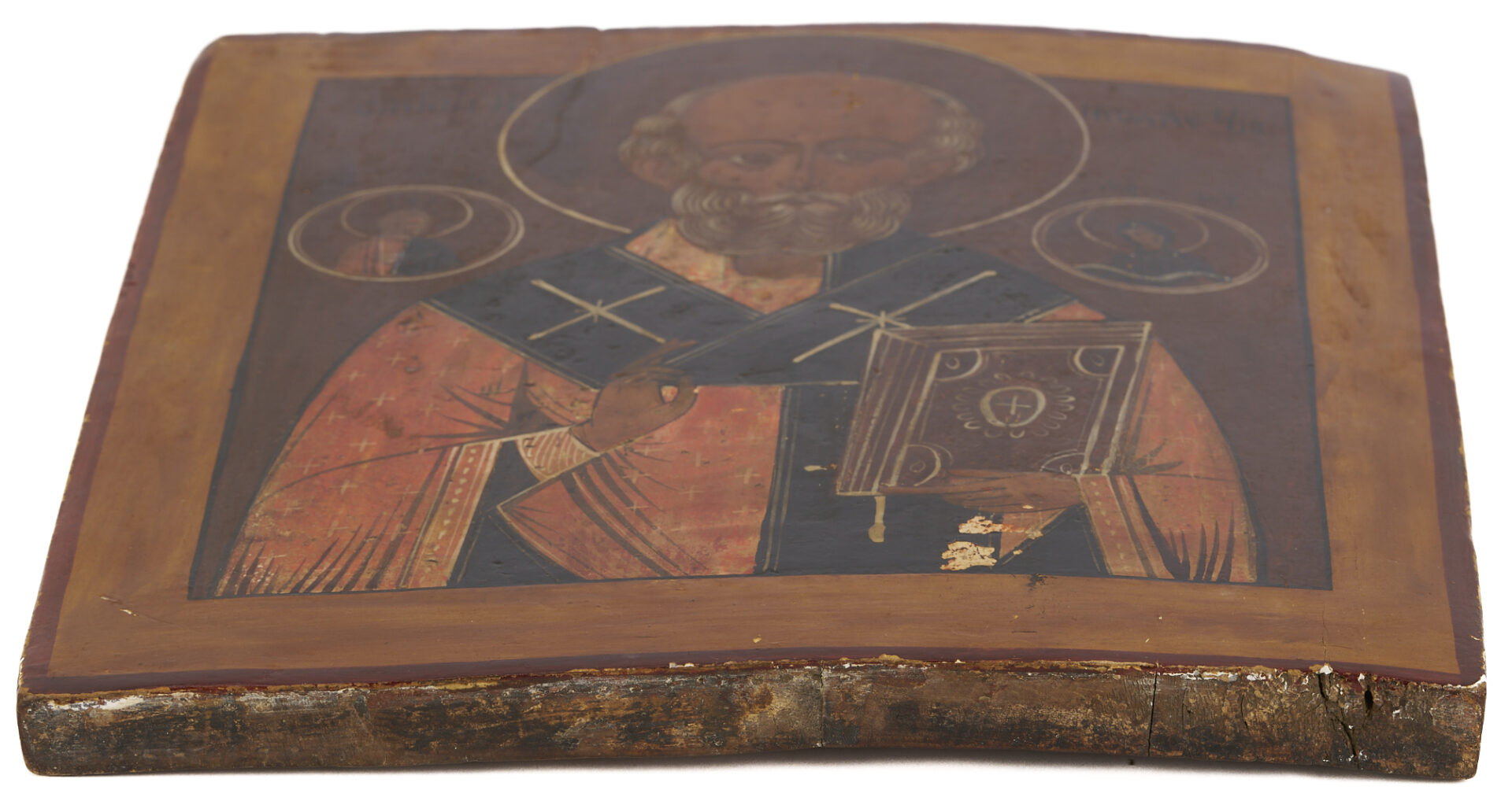 Lot 1157: 3 Religious Orthodox Icons, Polychrome Tempera on Wood Panel