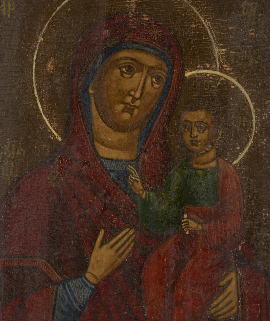 Lot 1157: 3 Religious Orthodox Icons, Polychrome Tempera on Wood Panel