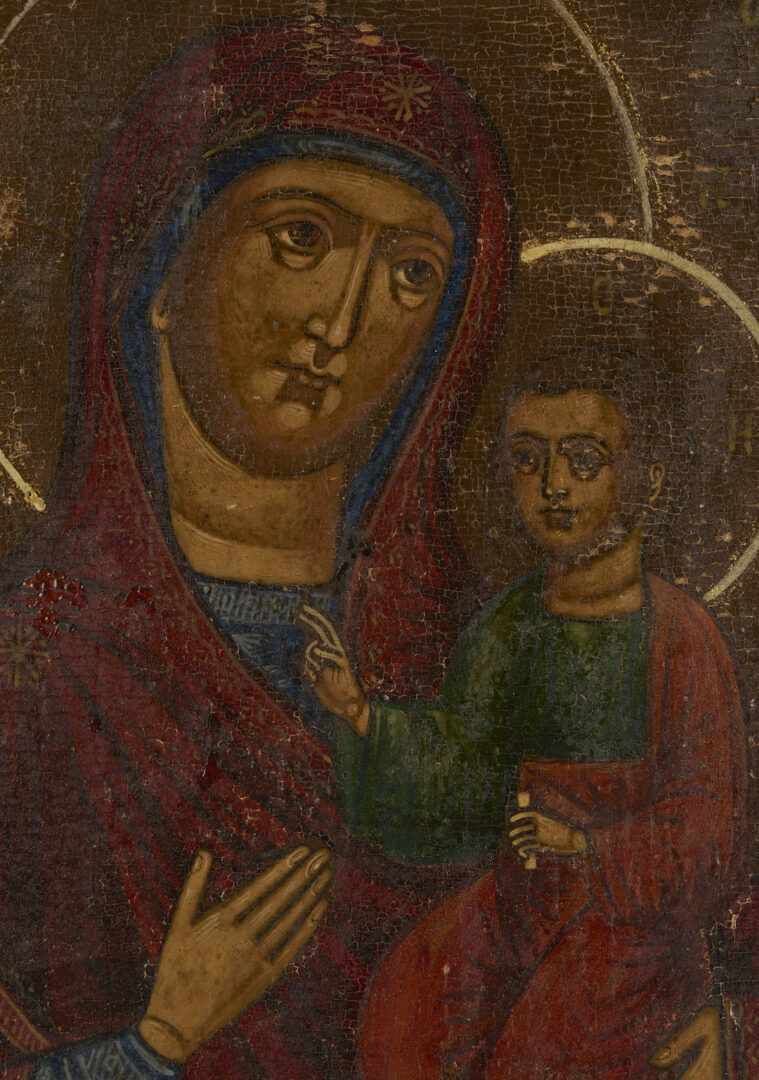 Lot 1157: 3 Religious Orthodox Icons, Polychrome Tempera on Wood Panel