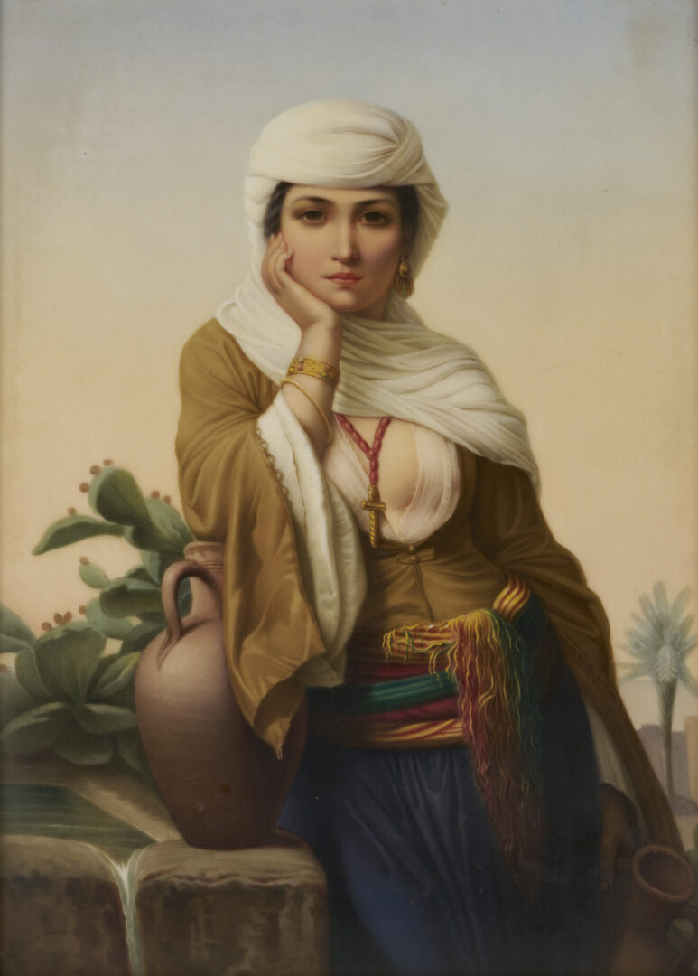 Lot 115: KPM Porcelain Plaque, Rebecca at the Well after Vernet-Lecomte