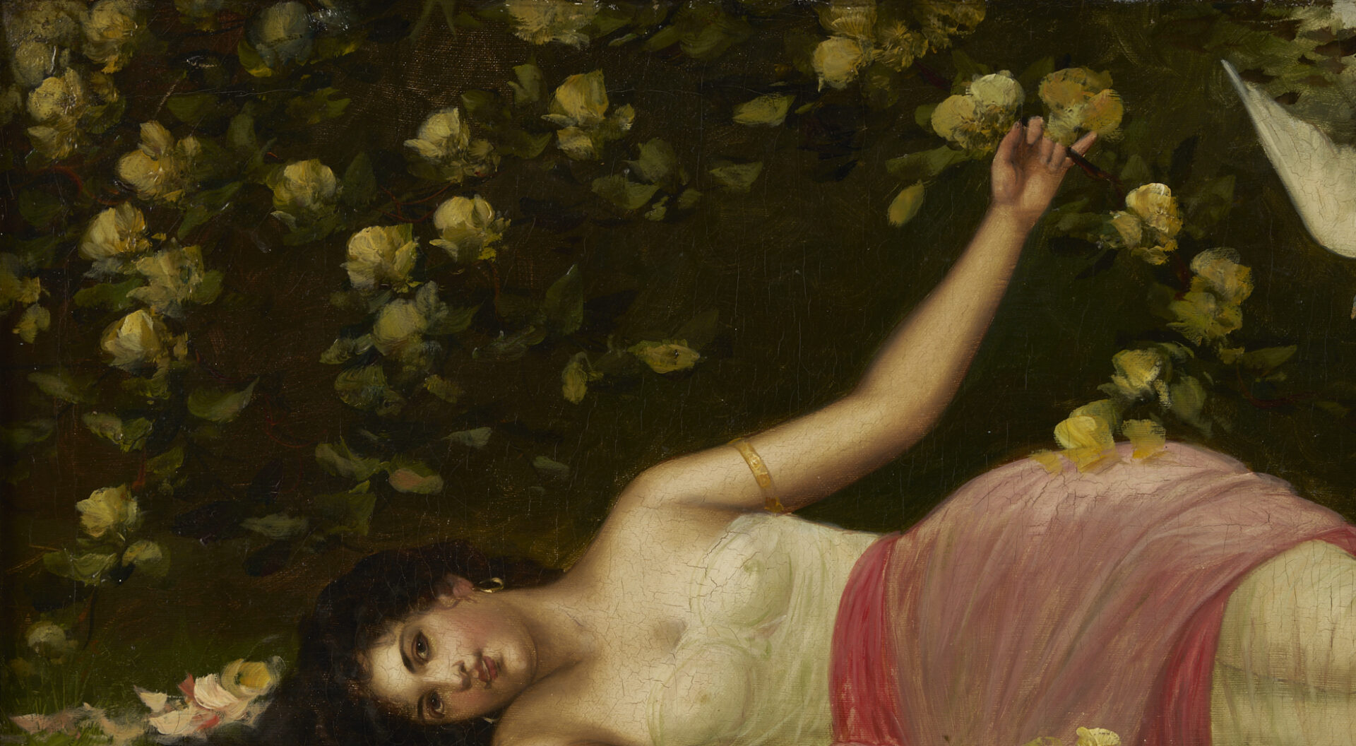 Lot 1162: C. Briand, poss. Hans Zatzka oil painting, Nymph Lying in a Garden