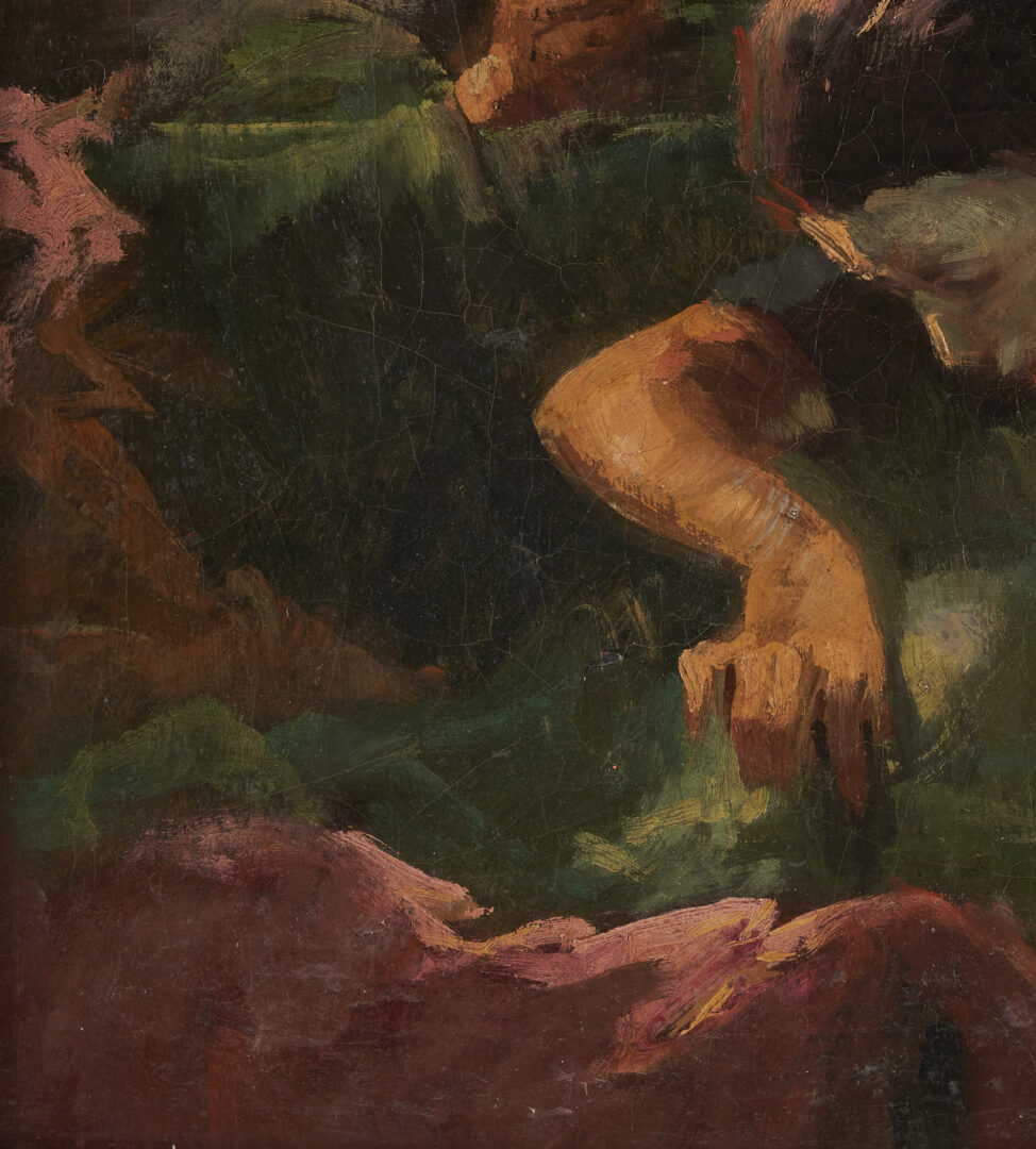 Lot 1163: Karoly Kotasz O/C Genre Painting, Two Women Sewing