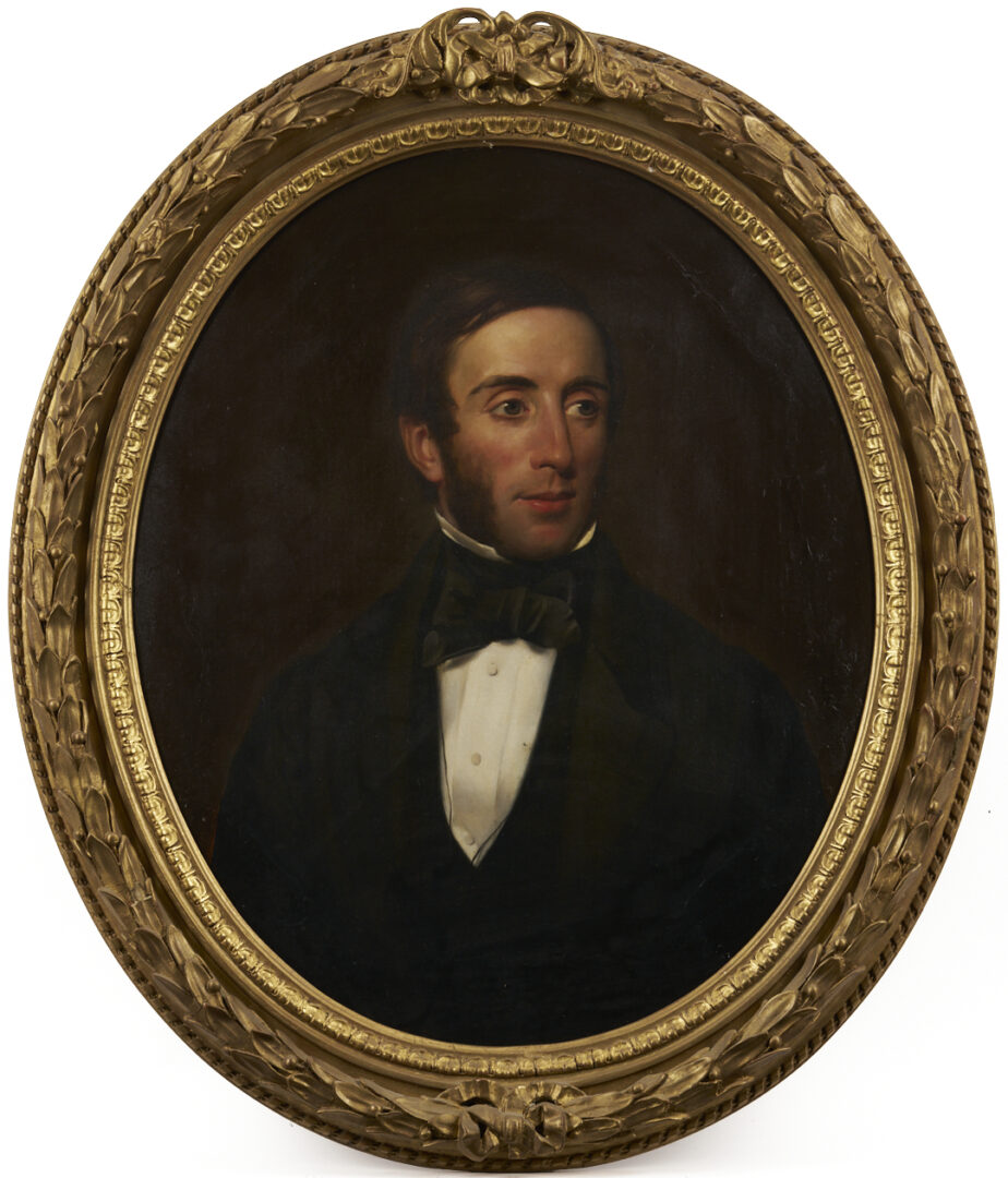 Lot 1168: 19th C. Oval Oil Portrait of a Gentleman