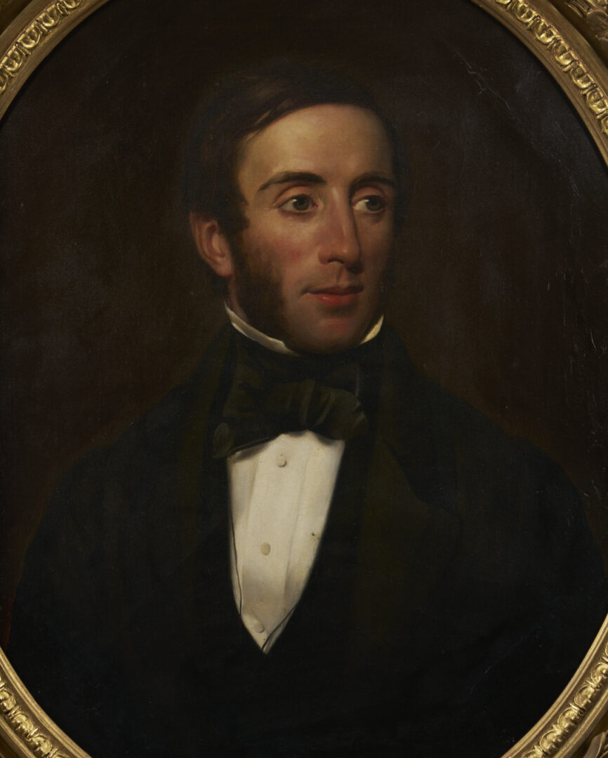 Lot 1168: 19th C. Oval Oil Portrait of a Gentleman