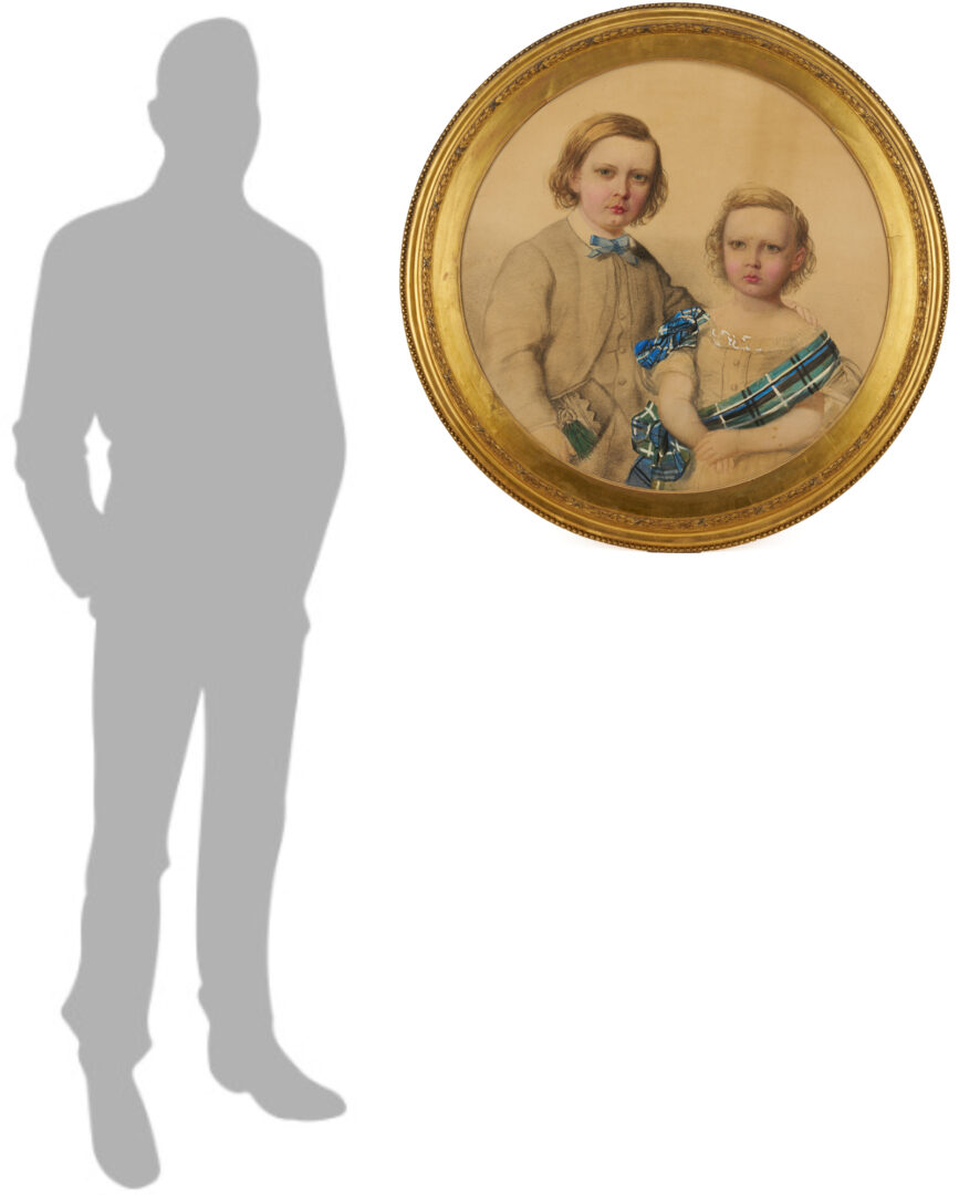 Lot 1169: Scottish 19th C. Portrait of 2 Children In Signed Frame