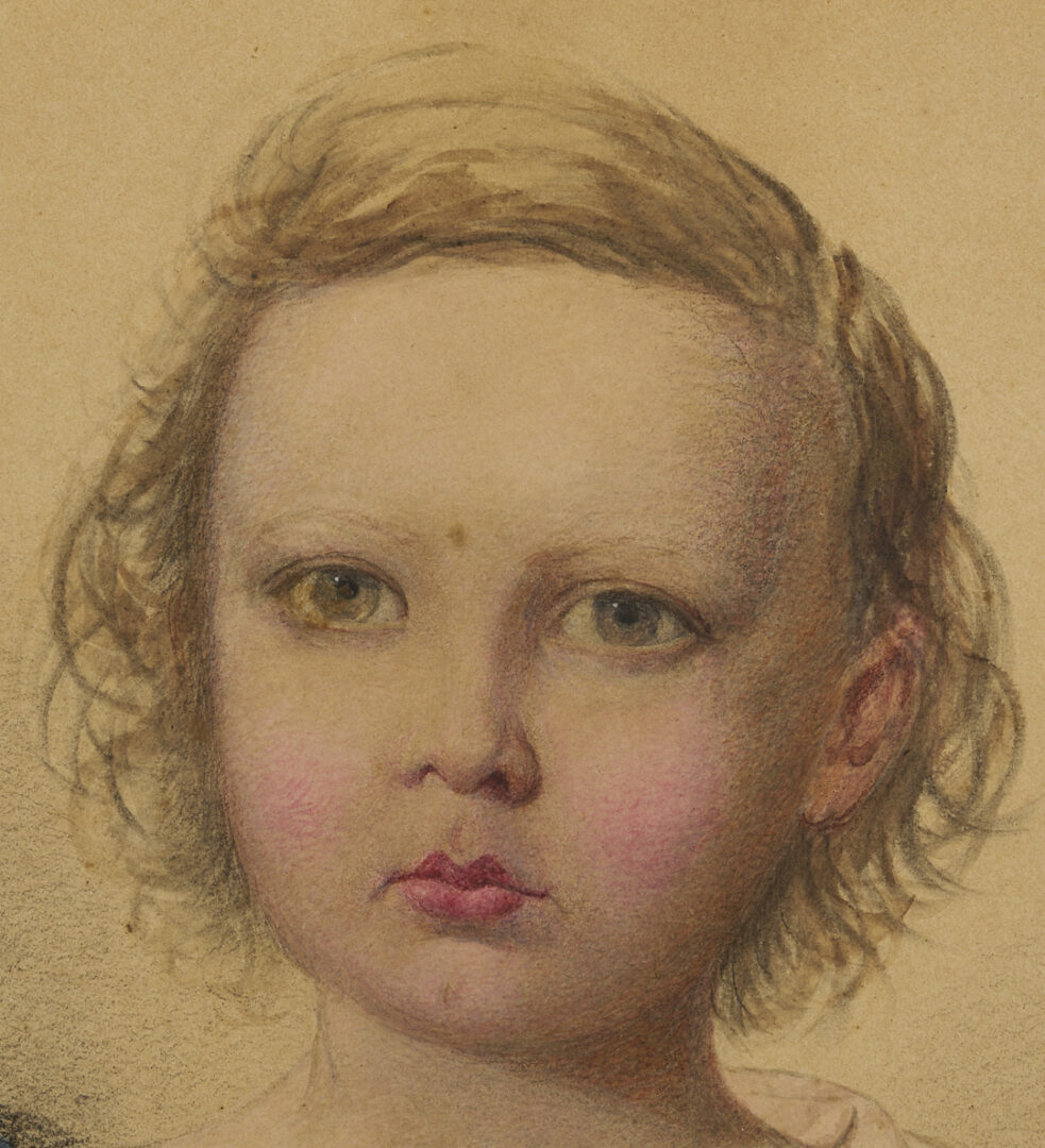 Lot 1169: Scottish 19th C. Portrait of 2 Children In Signed Frame
