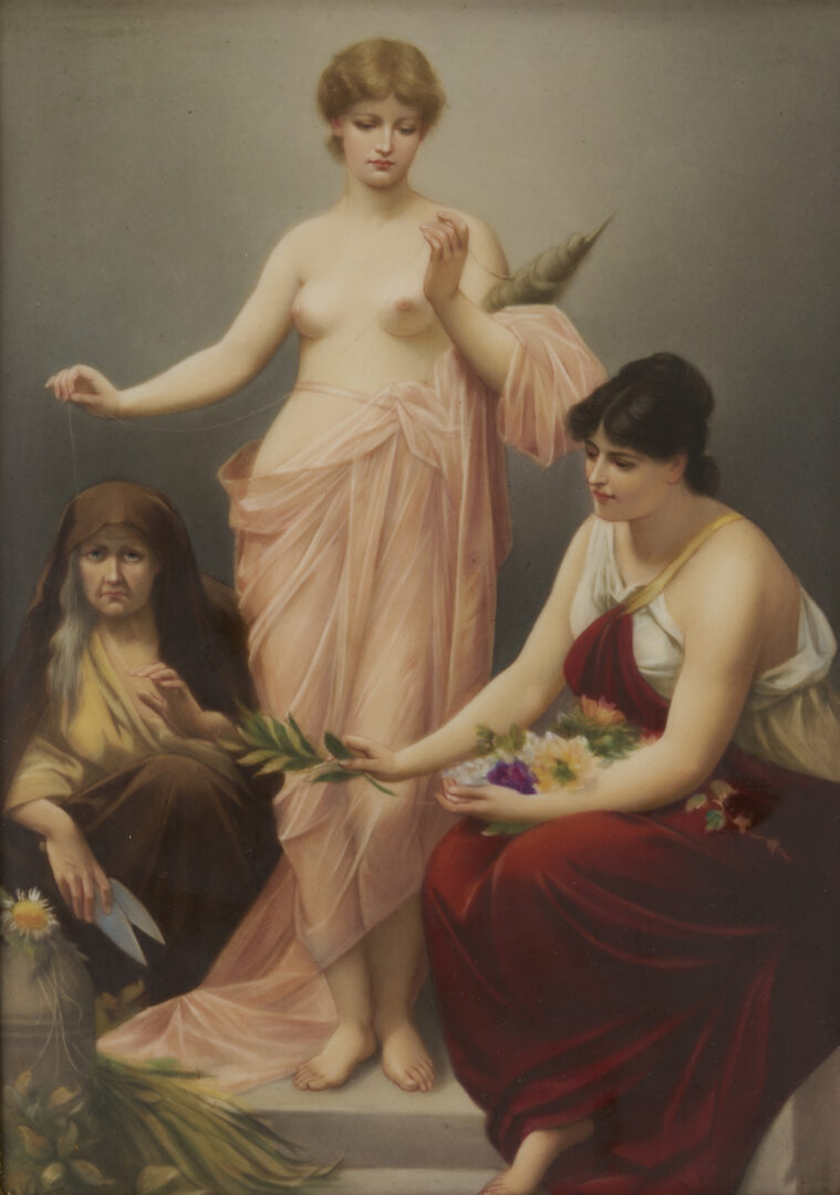 Lot 116: German KPM Porcelain Plaque, The Three Fates