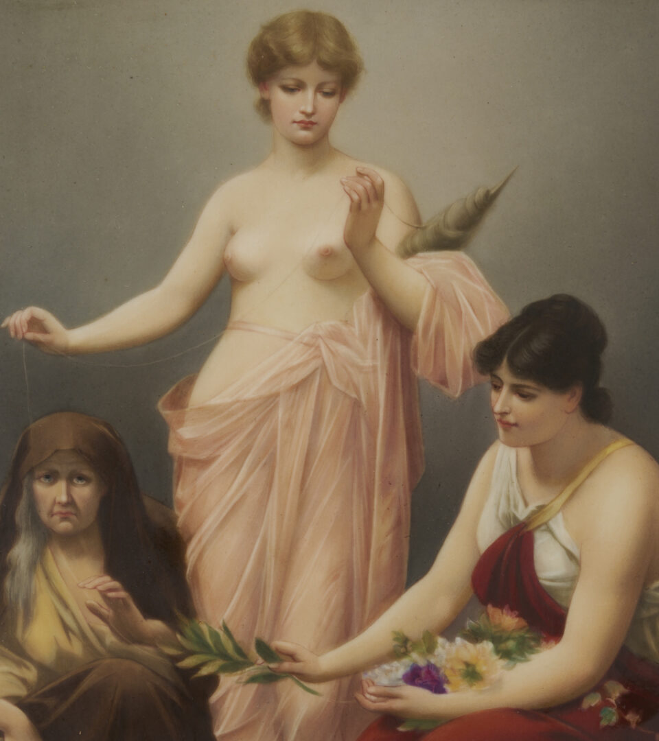 Lot 116: German KPM Porcelain Plaque, The Three Fates