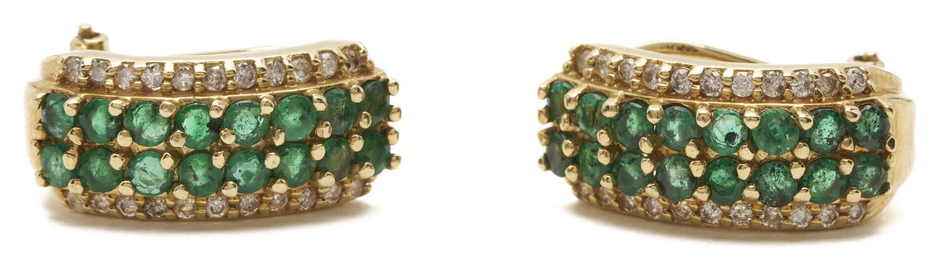 Lot 1172: Pair of 14K Gold, Emerald & Diamond Earrings