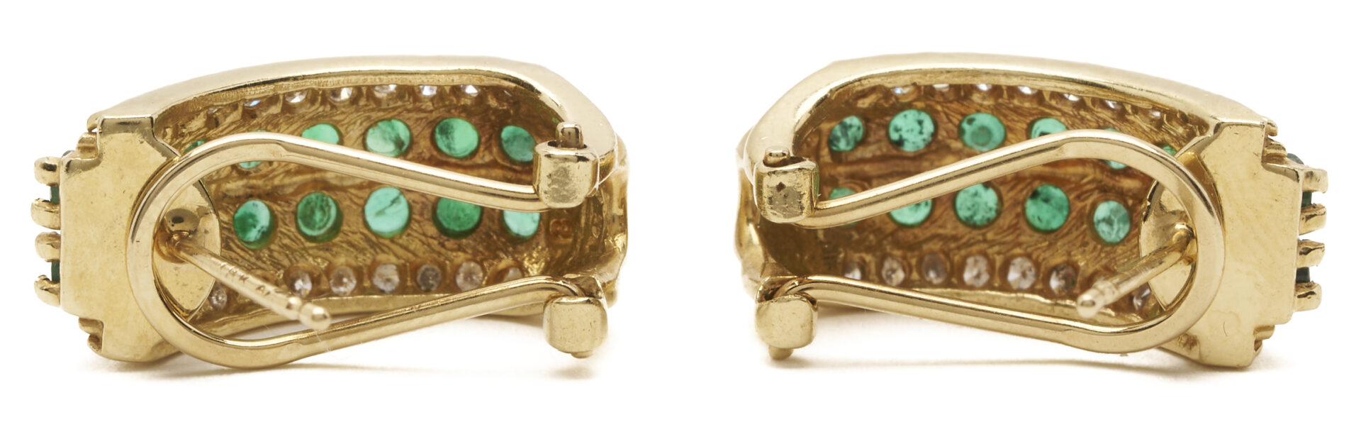Lot 1172: Pair of 14K Gold, Emerald & Diamond Earrings