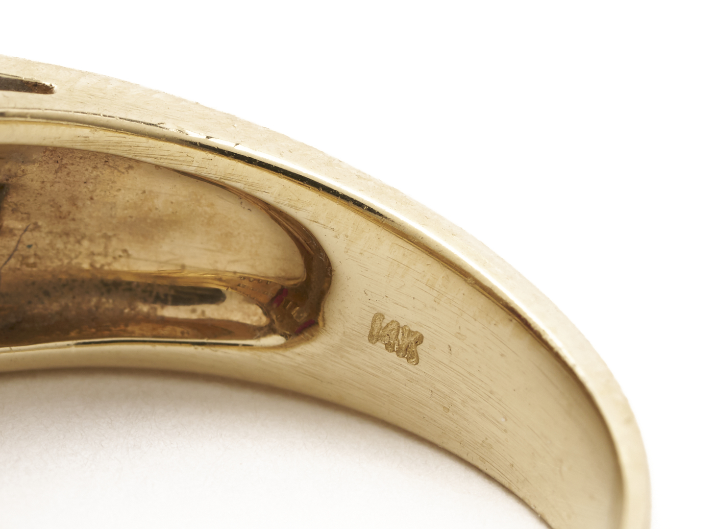 Lot 1173: 14K Gold, Red Stone & Diamond Ring and Mayflower 18K Gold & Diamond Wedding Band