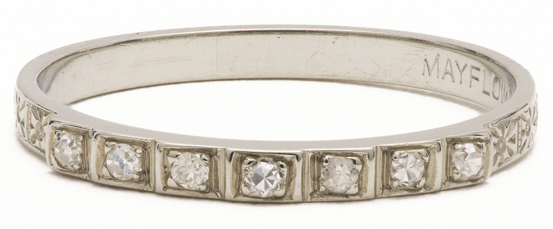 Lot 1173: 14K Gold, Red Stone & Diamond Ring and Mayflower 18K Gold & Diamond Wedding Band