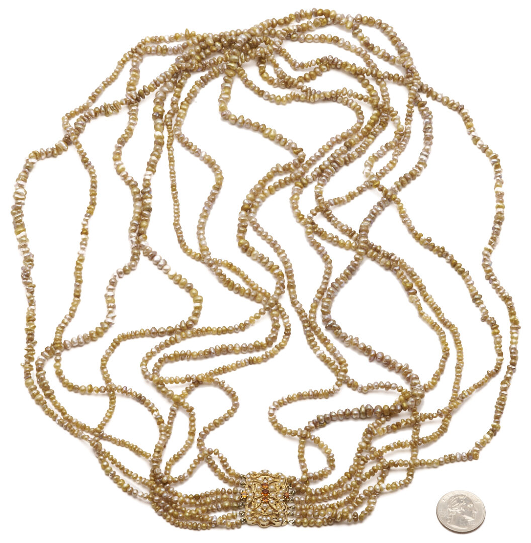 Lot 1175: 7-Strand Freshwater Pearl Necklace w/ Gold Clasp