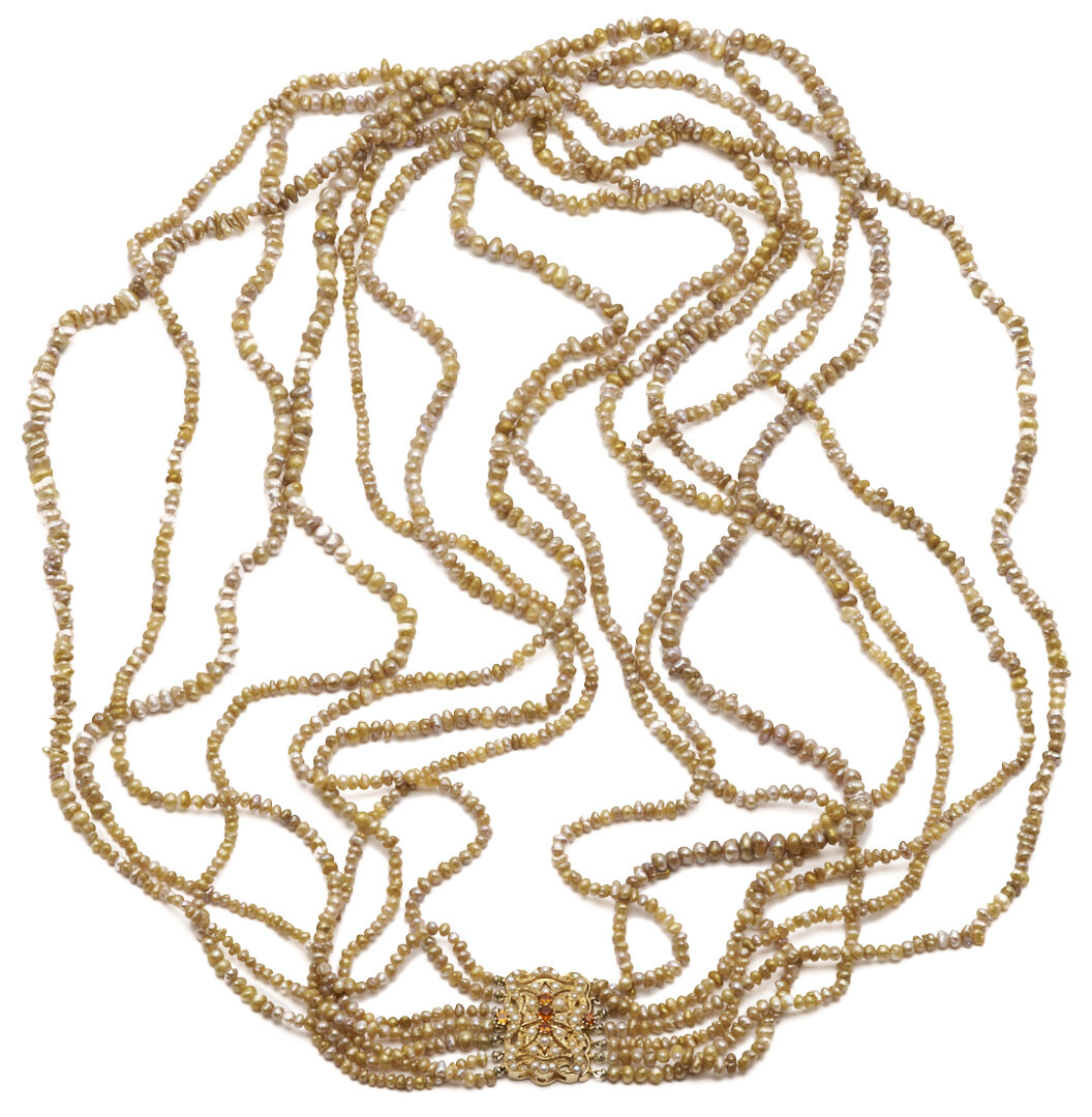 Lot 1175: 7-Strand Freshwater Pearl Necklace w/ Gold Clasp