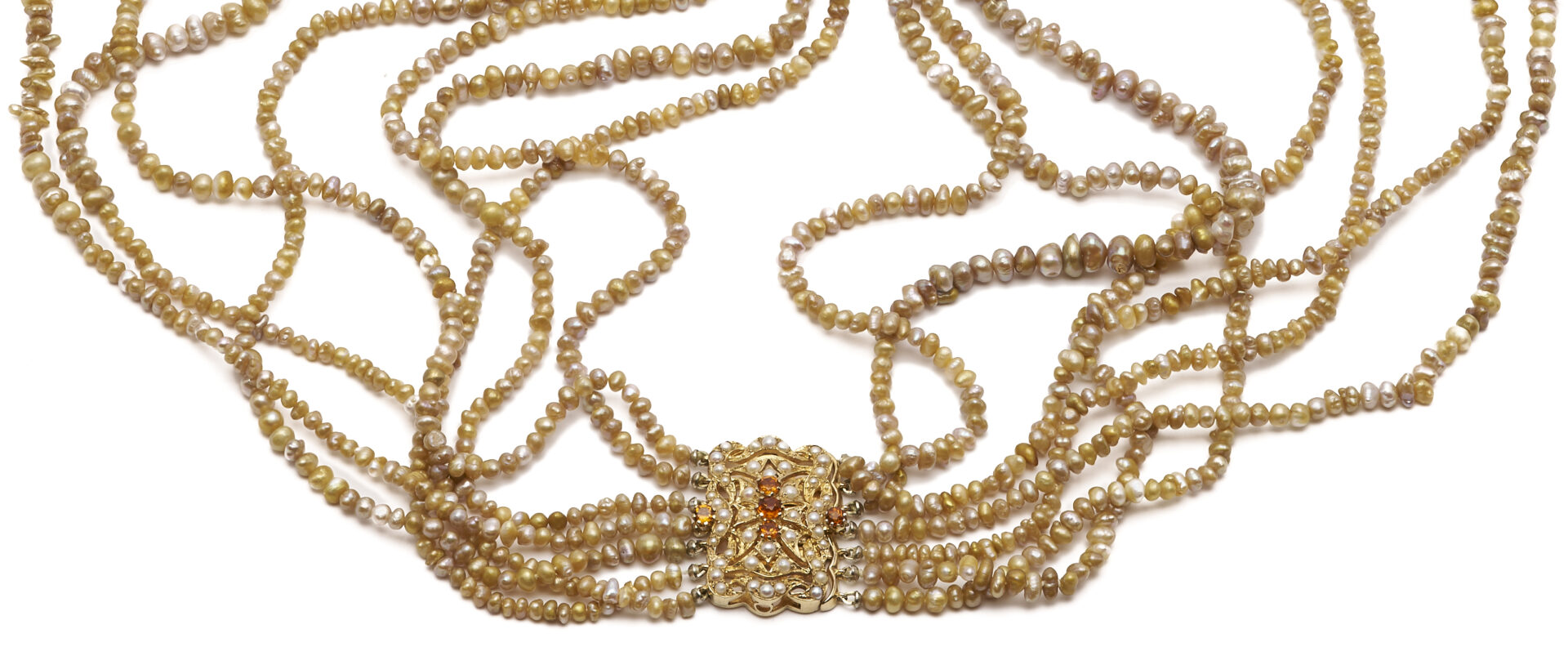 Lot 1175: 7-Strand Freshwater Pearl Necklace w/ Gold Clasp